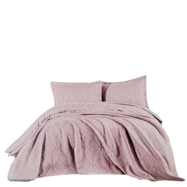 Cuvertura pat Dante cu 2 fete perna, model Carlotta, 250x260, lavanda