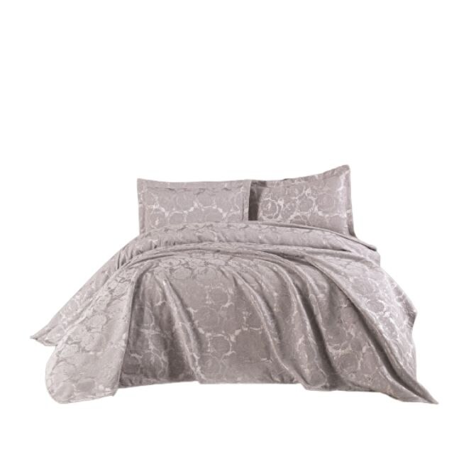 Cuvertura pat Dante cu 2 fete perna, model Francois, 250x260, gri