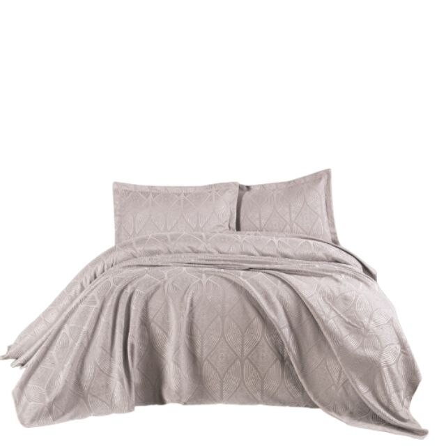 Cuvertura pat Dante cu 2 fete perna, model Carlotta, 250x260, gri