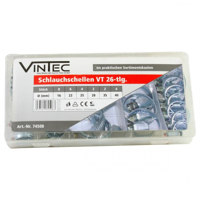 Set coliere metalice Vintec VNTC74508, Ø16-40 mm, 26 piese
