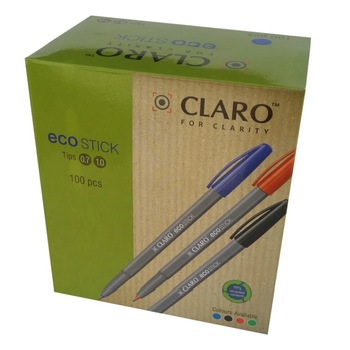 Cutie 100 pixuri Claro Eco Stick albastru Cutie 100 pixuri Claro Eco Stick albastru