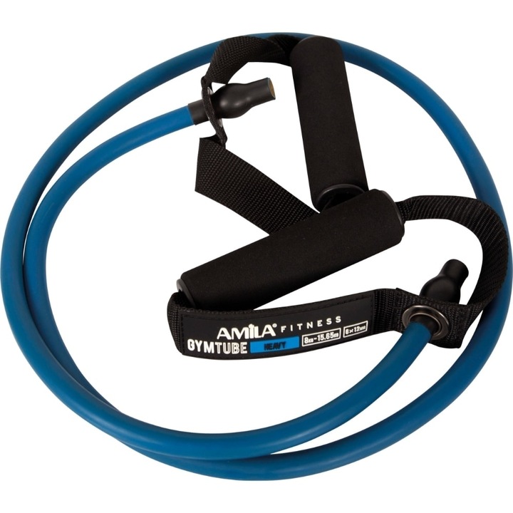 Coarda elastica pentru antrenament, AMILA, 140 cm, Albastru/Negru