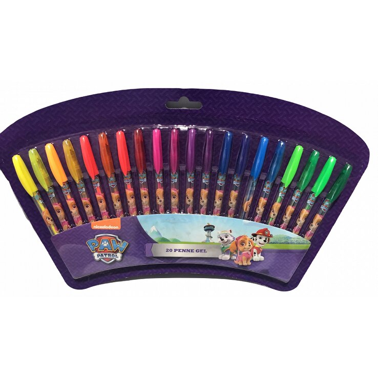 Set 20 pixuri cu gel, Paw Patrol, fete Alb transparent