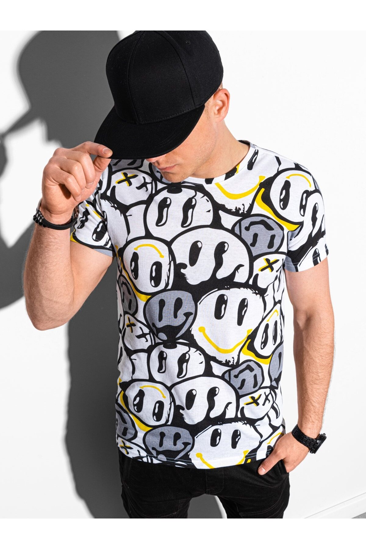 Tricou barbati S1414 - alb-galben, Galben/Alb, M
