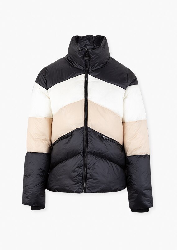 Jacheta dama, Losan, culoare neagra/roz/alb, 2XL