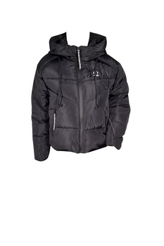 Geaca fete impermeabila cu gluga si casti, Negru Geaca fete impermeabila cu gluga si casti, Negru