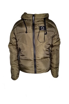 Geaca fete impermeabila cu gluga si casti, Verde kaki Geaca fete impermeabila cu gluga si casti, Verde kaki