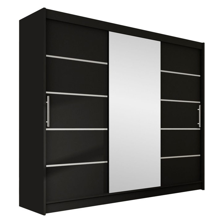 Dulap Dasto VI NEW 250 cm, MIRJAN 24, negru, 250x215x58 cm OLDD