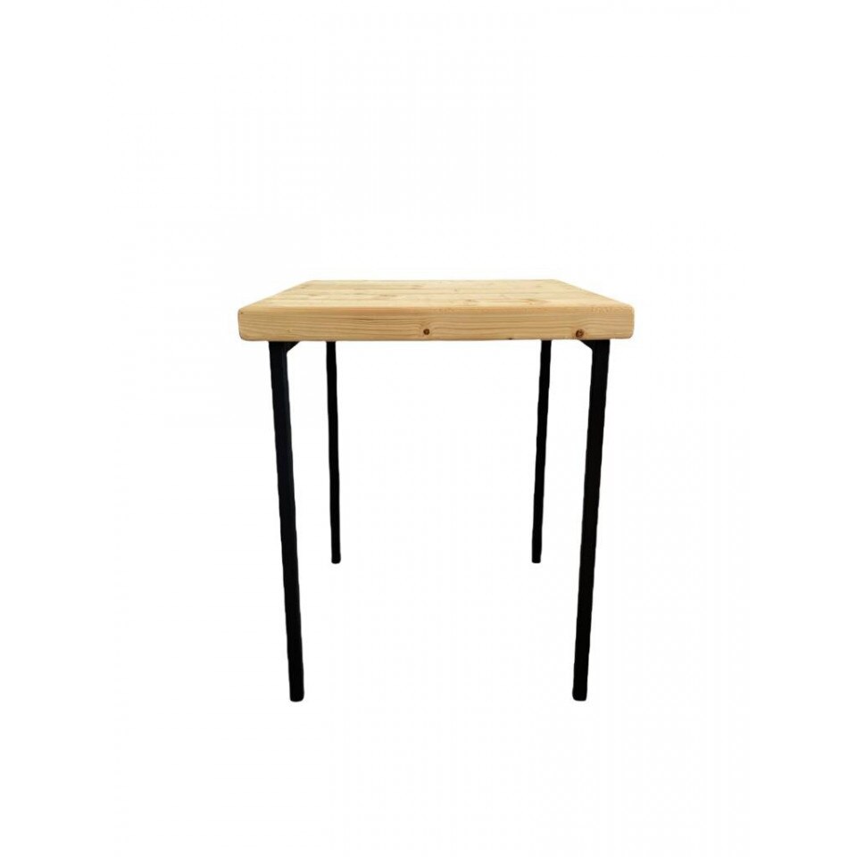 Masa din lemn de brad, DIK, neagra, cu 4 picioare, 50x50x60 cm