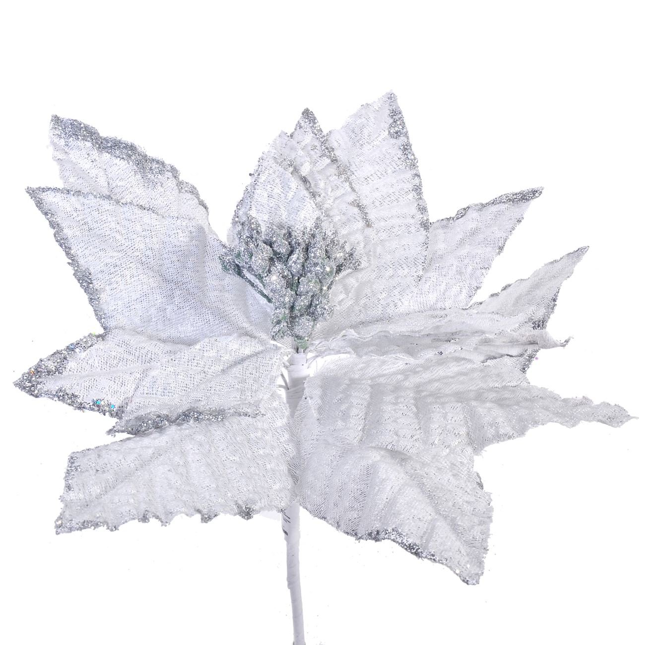 Floare alba ornamentala de Craciun, Maison du Paradis, 22 cm