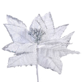 Floare alba ornamentala de Craciun, Maison du Paradis, 22 cm Floare alba ornamentala de Craciun, Maison du Paradis, 22 cm