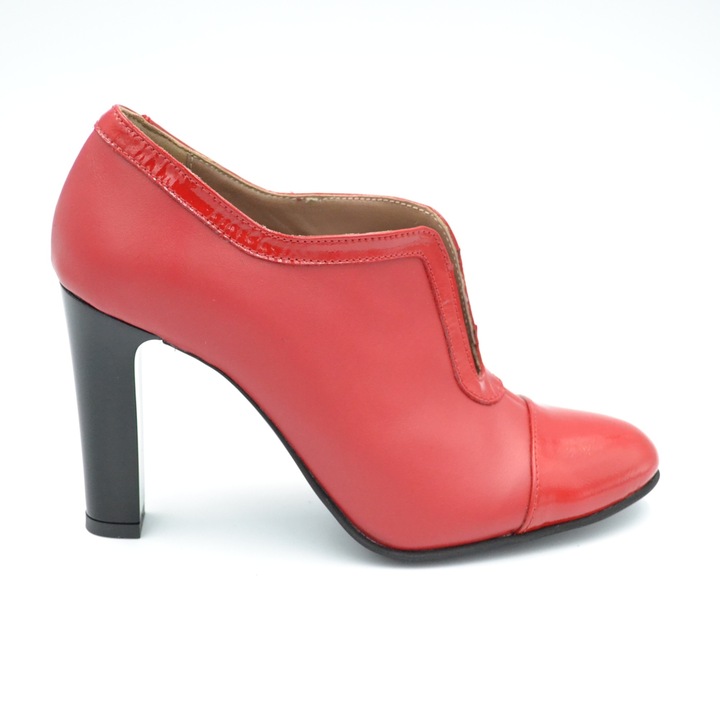 Botine dama liziera lac ,Bonton Incaltaminte,model 417 box,rosu,36