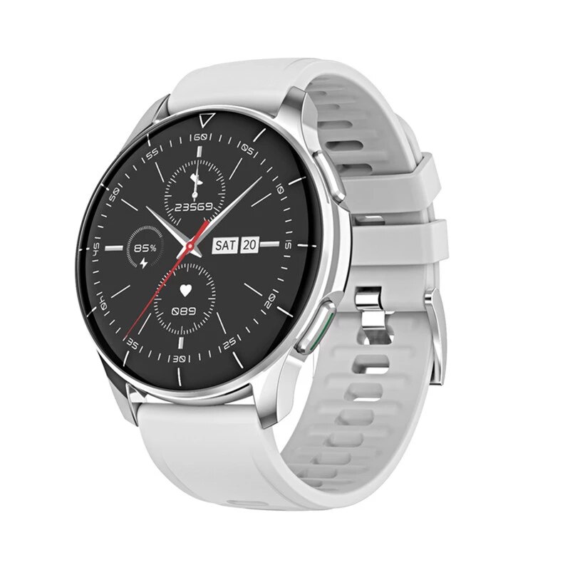 Ceas smartwatch TechONE™ AW10, 1.28 inch IPS HD curbat, multi sport, apel bluetooth 5.0, agenda, ritm cardiac inteligent, EKG, rezistent la apa IP67, difuzor, notificari, vibratii, argintiu