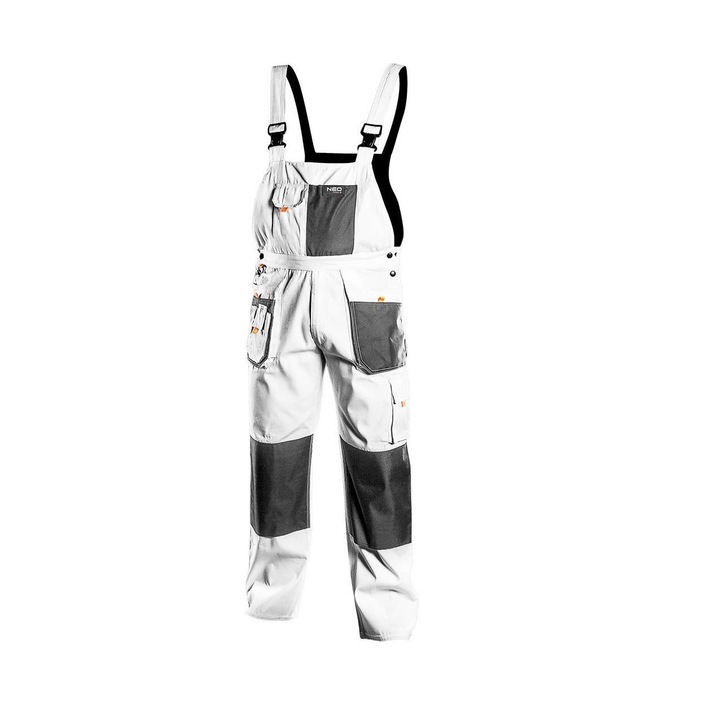 Работен панталон с ракла, гащеризон, бял, HD модел, размер XXL / 58, NEO