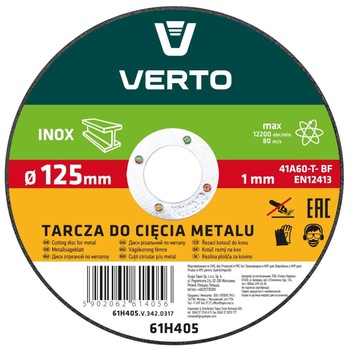 Disc Taiere Metal Verto, 125x1 mm, Prindere 22.2 mm Disc Taiere Metal Verto, 125x1 mm, Prindere 22.2 mm