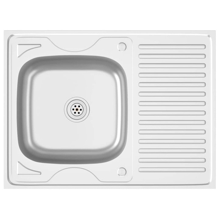 Chiuveta bucatarie cu scurgator vidaXL, argintiu 800x600x155 mm otel