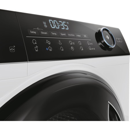 Masina de spala rufe Haier HW80-B14959U1-S, 8 kg, 1400 rpm, Clasa A, Motor Direct Motion, Conectivitate WiFi + Bluetooth, Steam, Touch Control, Alb