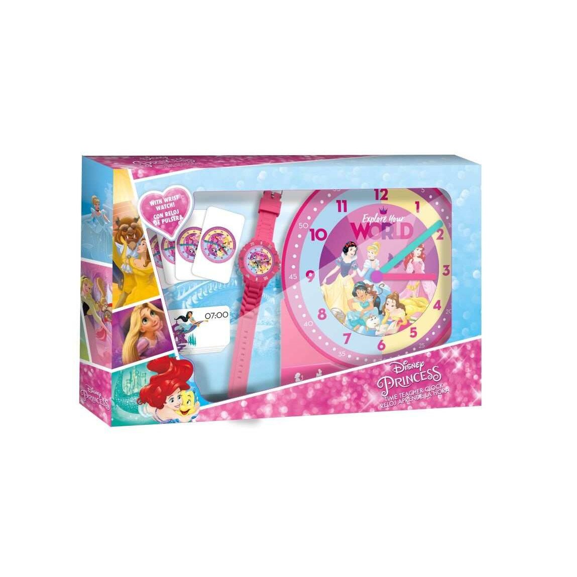 Set invata timpul Ceas perete Princess si ceas mana Roz