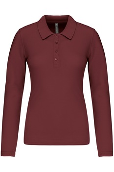 Bluza polo dama, maneca lunga, bumbac 100%, Kariban Pique K257, Wine Bluza polo dama, maneca lunga, bumbac 100%, Kariban Pique K257, Wine