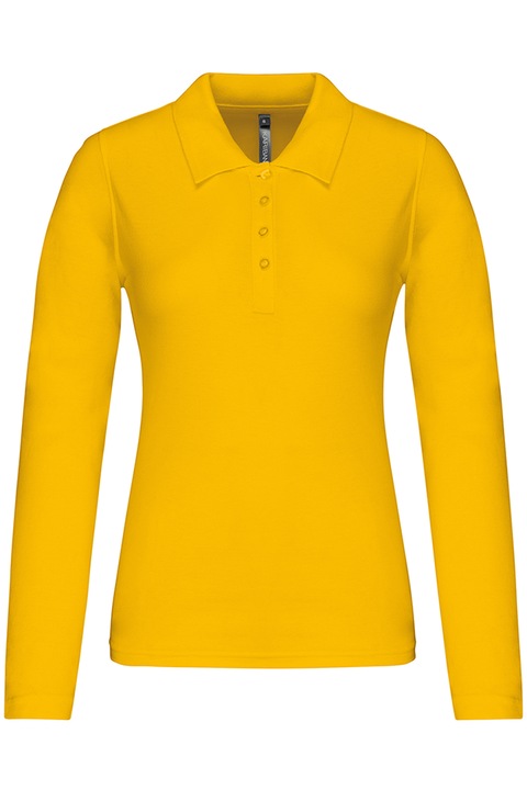 Bluza polo dama, maneca lunga, bumbac 100%, Kariban Pique K257, Galben