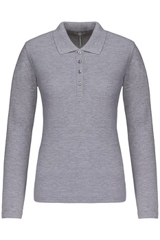 Bluza polo dama, maneca lunga, bumbac 100%, Kariban Pique K257, Gri Bluza polo dama, maneca lunga, bumbac 100%, Kariban Pique K257, Gri