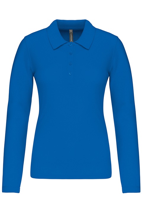Bluza polo dama, maneca lunga, bumbac 100%, Kariban Pique K257, Albastru royal