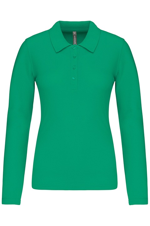 Bluza polo dama, maneca lunga, bumbac 100%, Kariban Pique K257, Verde