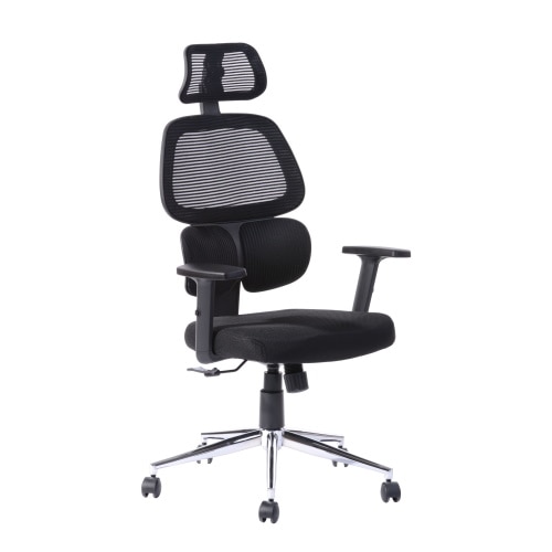 Scaun birou directorial Deco, rotativ, reglabil pe inaltime, mesh, negru