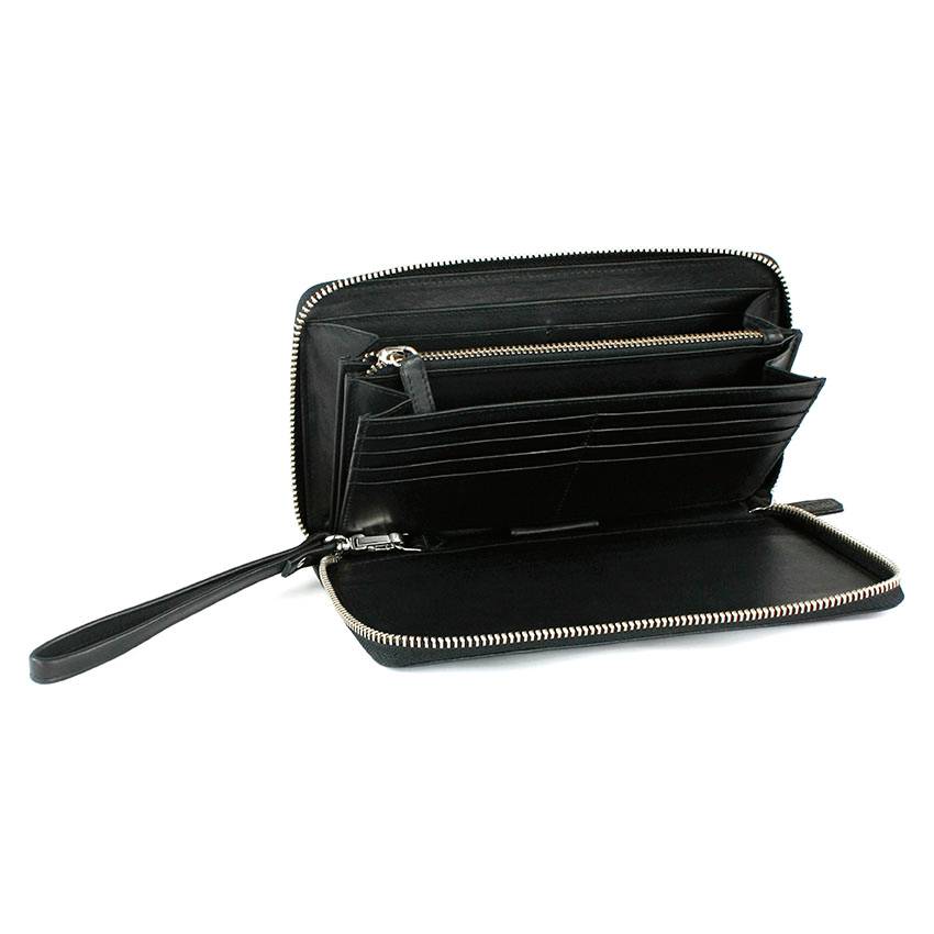 Portofel BUGATTI, Atlanta, piele neagra, compartimente multiple, cu agatatoare pentru incheietura mainii