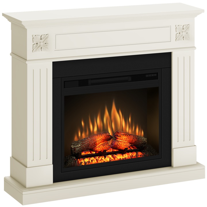 Semineu ECOFLAME PRO - London vanilla, flacara 3D de 23 inci cu teme de culoare, incalzire infrared si sunet