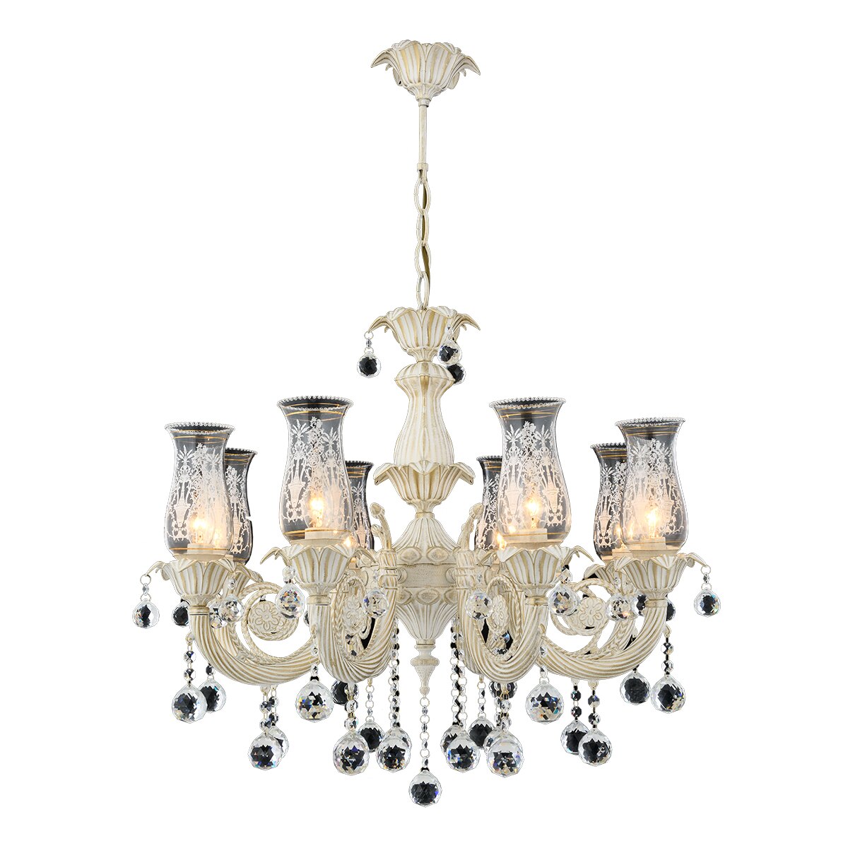 Lustra Yasmin Asi, 8 brate, 8xE14-40W, crem patina aurie 4027-45-08