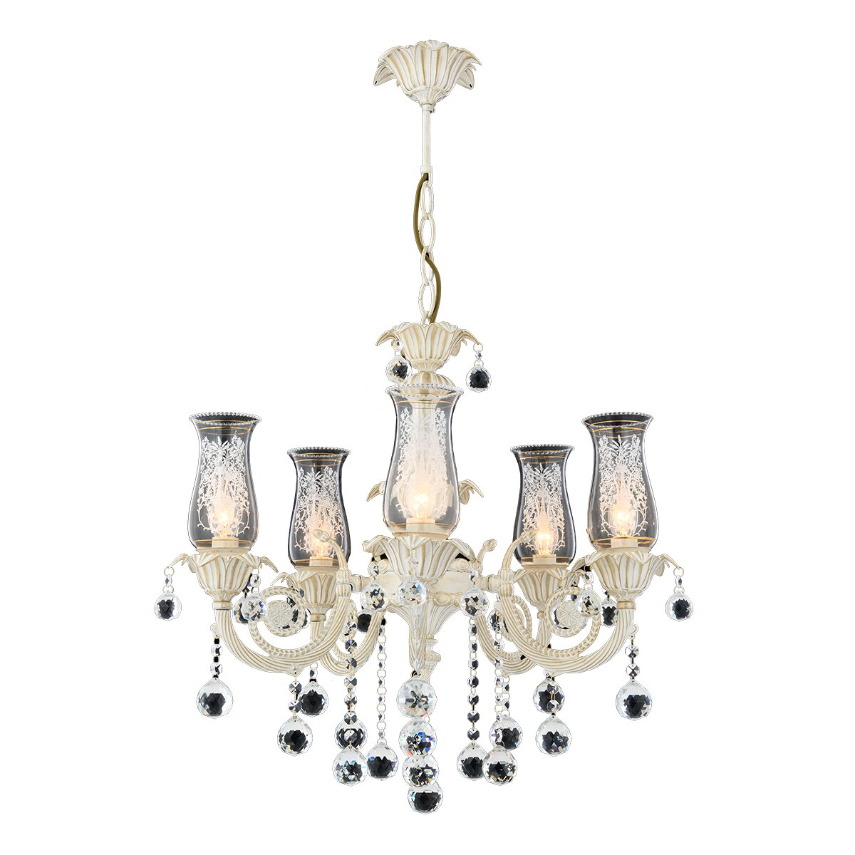 Lustra Yasmin Asi, 5 brate, 5xE14-40W, crem patina aurie 4027-45-05