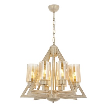 Lustra Prizma Asi, 8 brate, 8xE27-60W, crem patina aurie 2202-45-08 Lustra Prizma Asi, 8 brate, 8xE27-60W, crem patina aurie 2202-45-08