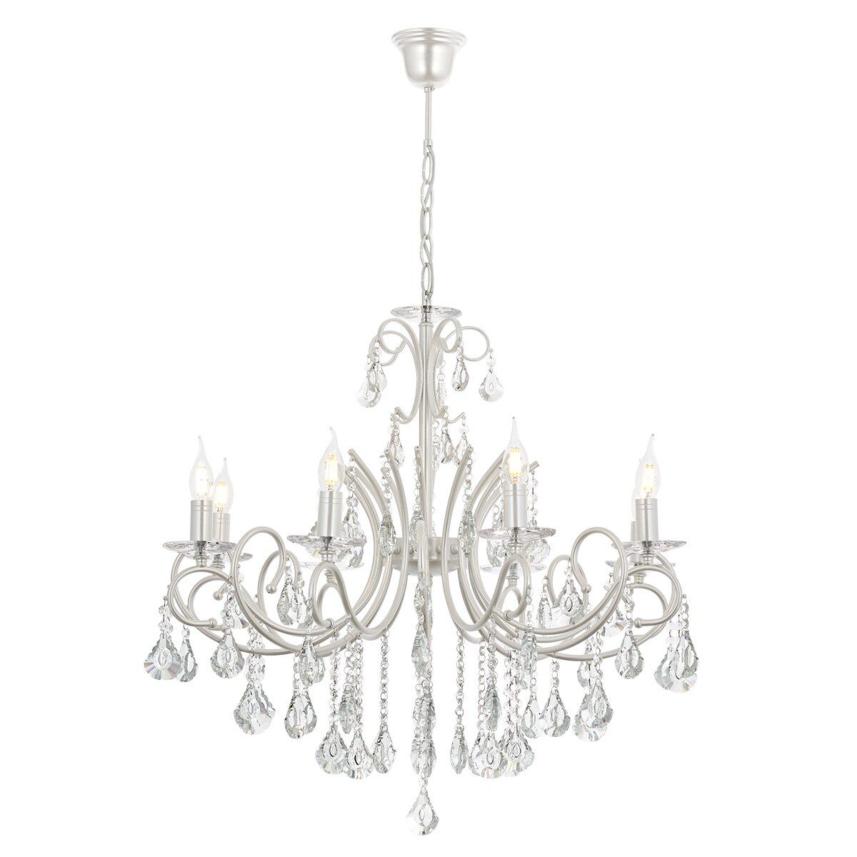 Lustra Lilya Asi, 8 brate, 8xE14-40W, alb sidefat 2325-46-08