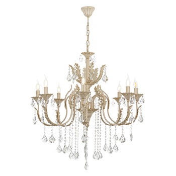 Lustra Ernesto Asi, 8 brate, 8xE14-40W, crem patina aurie 8910-45-08 Lustra Ernesto Asi, 8 brate, 8xE14-40W, crem patina aurie 8910-45-08