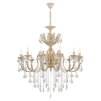 Lustra Ernesto Asi, 12 brate, 12xE14-40W, crem patina aurie 8910-45-12 Lustra Ernesto Asi, 12 brate, 12xE14-40W, crem patina aurie 8910-45-12