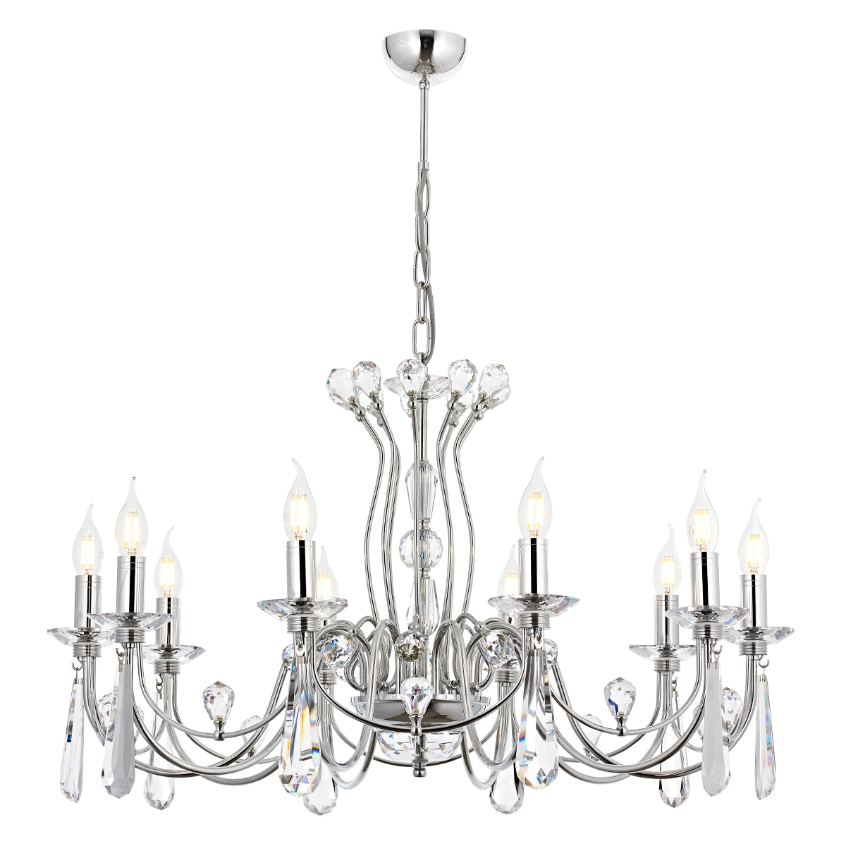 Lustra Leydi Asi, 10 brate, 10xE14-40W, crom 5051-51-10