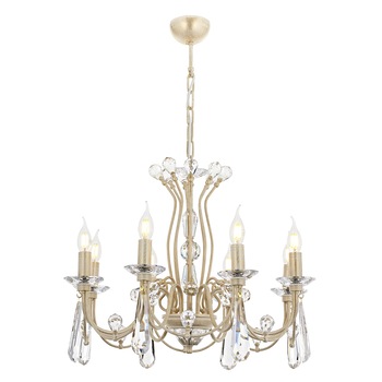 Lustra Leydi Asi, 8 brate, 8xE14-40W, crem patina aurie 5051-45-08 Lustra Leydi Asi, 8 brate, 8xE14-40W, crem patina aurie 5051-45-08