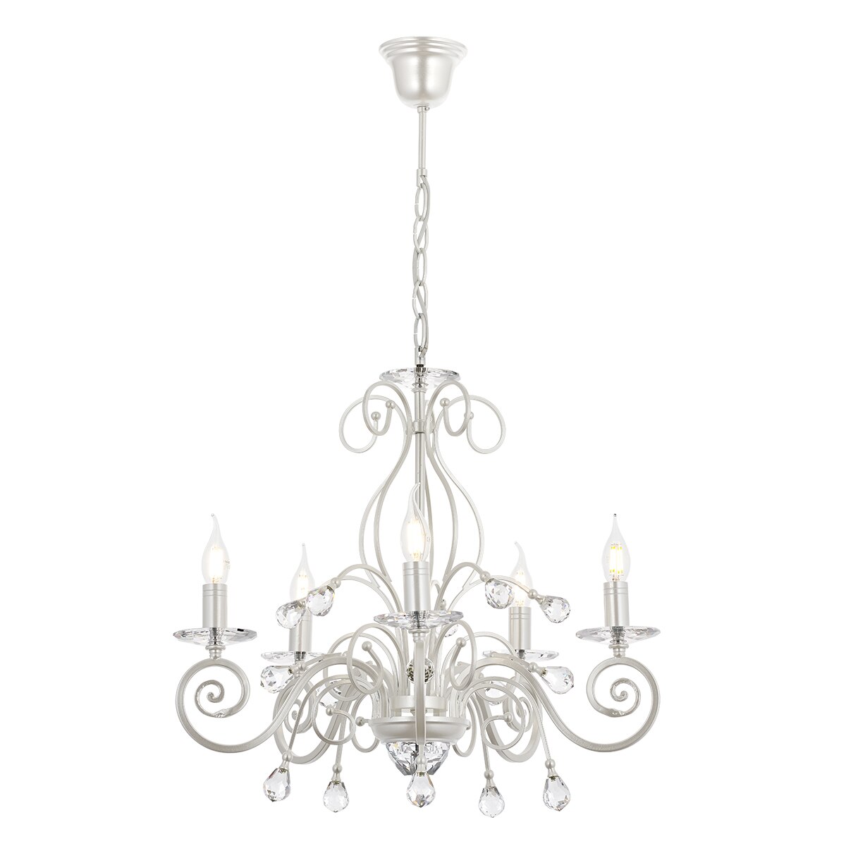 Lustra Santo Asi, 5 brate, 5xE14-40W, alb sidefat 2320-46-05