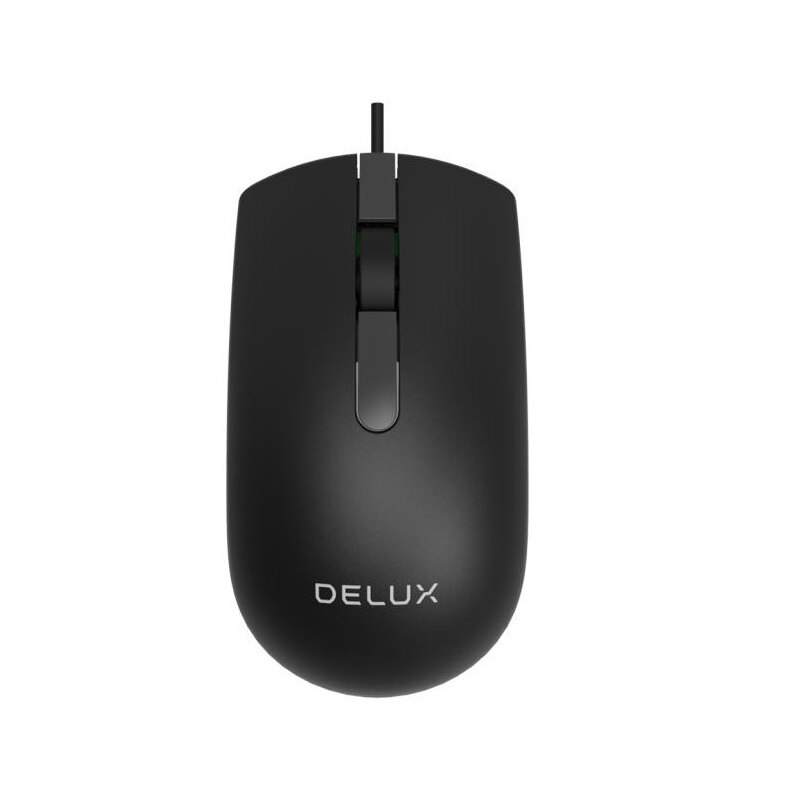 Mouse Delux M322BU-BK, cu fir, USB, optic, 1000 dpi, butoane/scroll 3/1, Negru