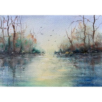 Pictura in acuarela In Delta – tablou pictat manual, dimensiune 23 * 32 cm Pictura in acuarela In Delta – tablou pictat manual, dimensiune 23 * 32 cm