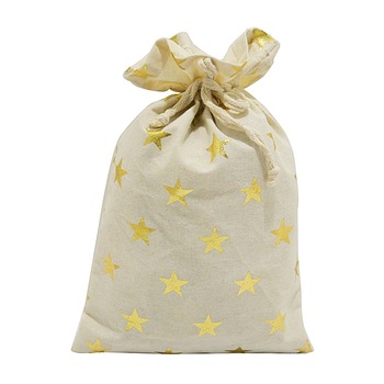 Saculet pentru cadouri din material textil - stelute aurii, 20 x 32 cm Saculet pentru cadouri din material textil - stelute aurii, 20 x 32 cm