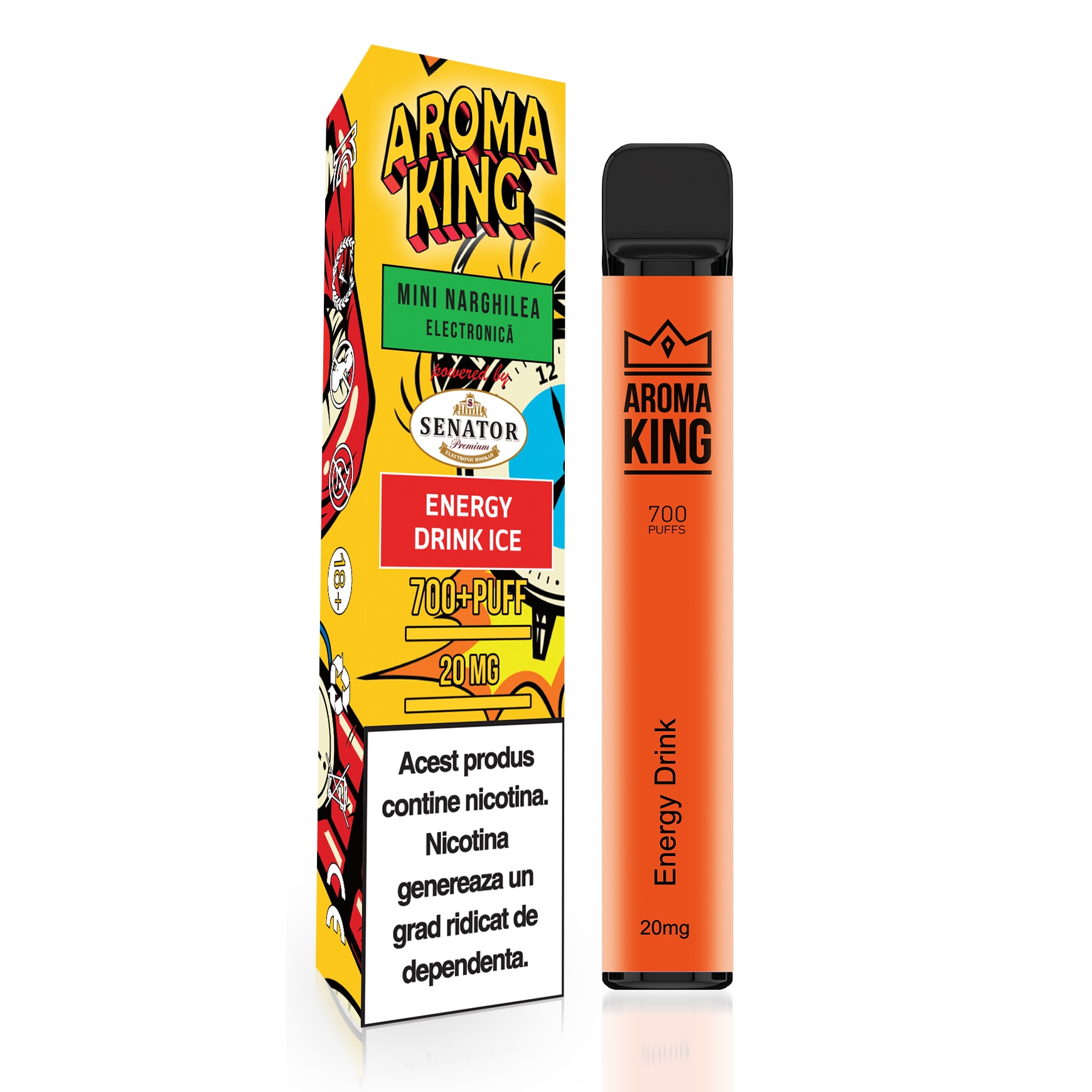 Mini narghilea electronica de unica folosinta AK by Senator - Energy Dink ICE (700 pufuri) 20 mg