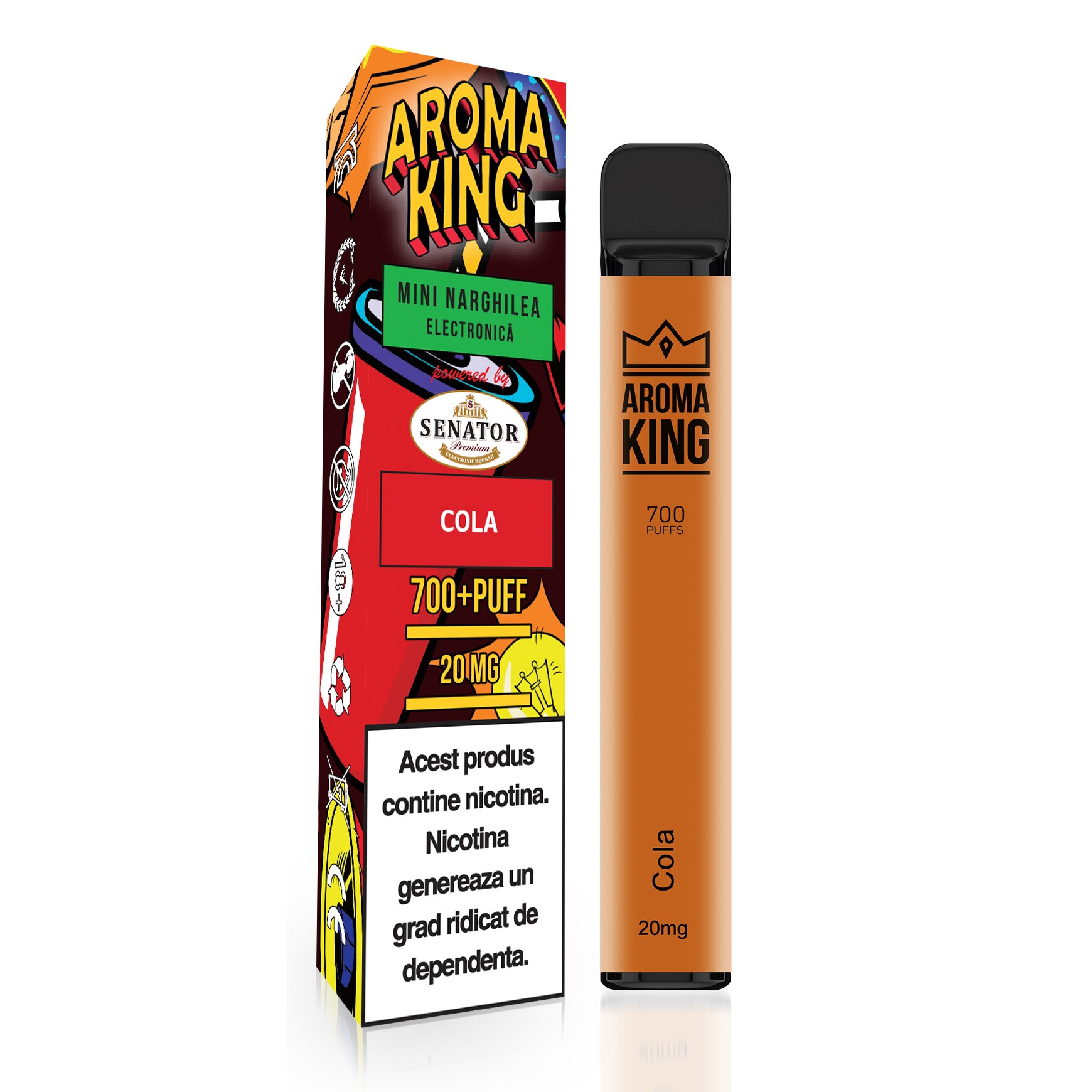 Mini narghilea electronica de unica folosinta AK by Senator - Cola (700 pufuri) 20 mg