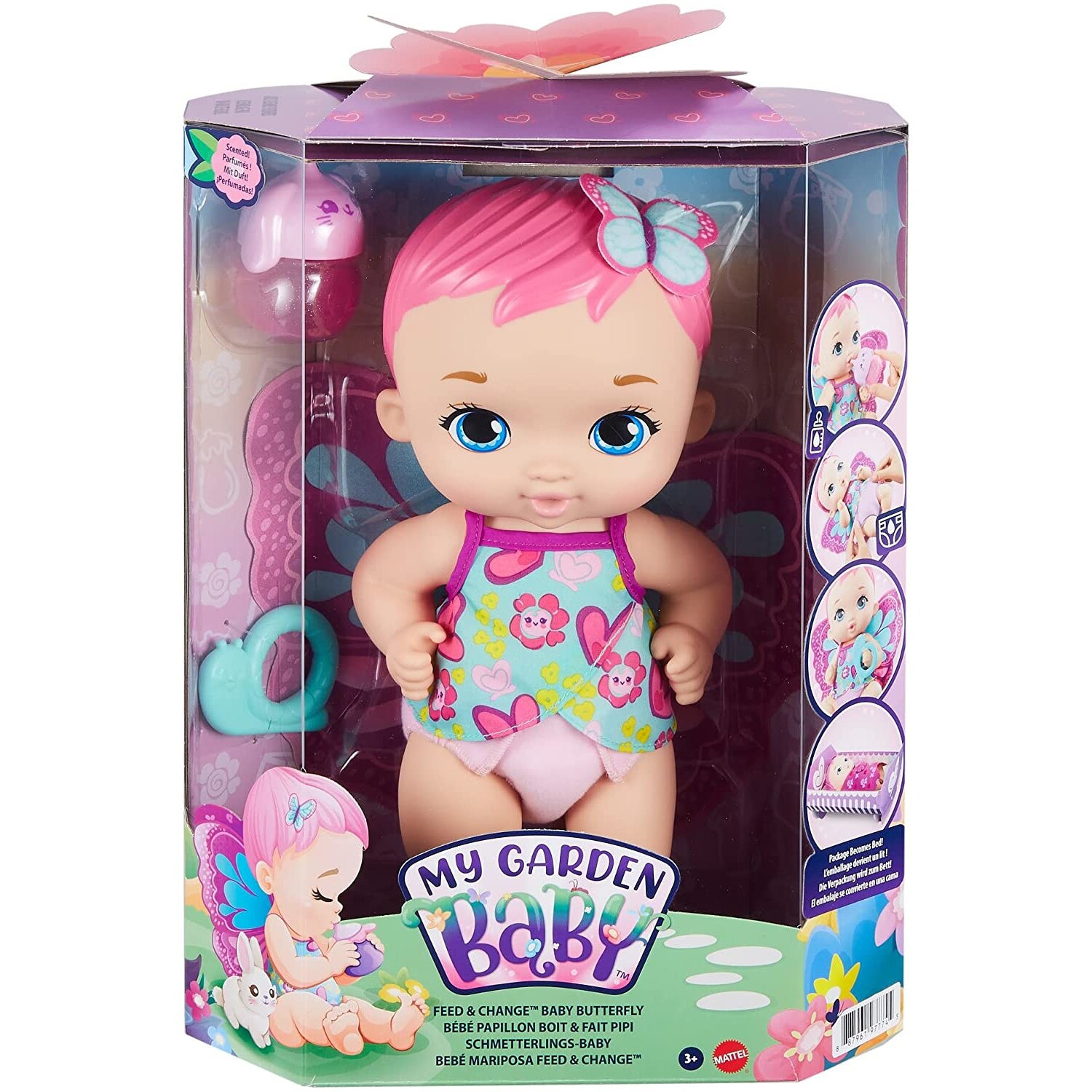 Papusa bebelus, Mattel, My Garden Baby Feed and Change Baby Butterfly