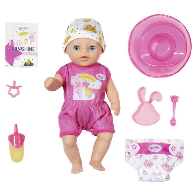 Papusa interactiva Zapf Baby Born , 36 cm, intre 2-7ani, accesorii, Roz