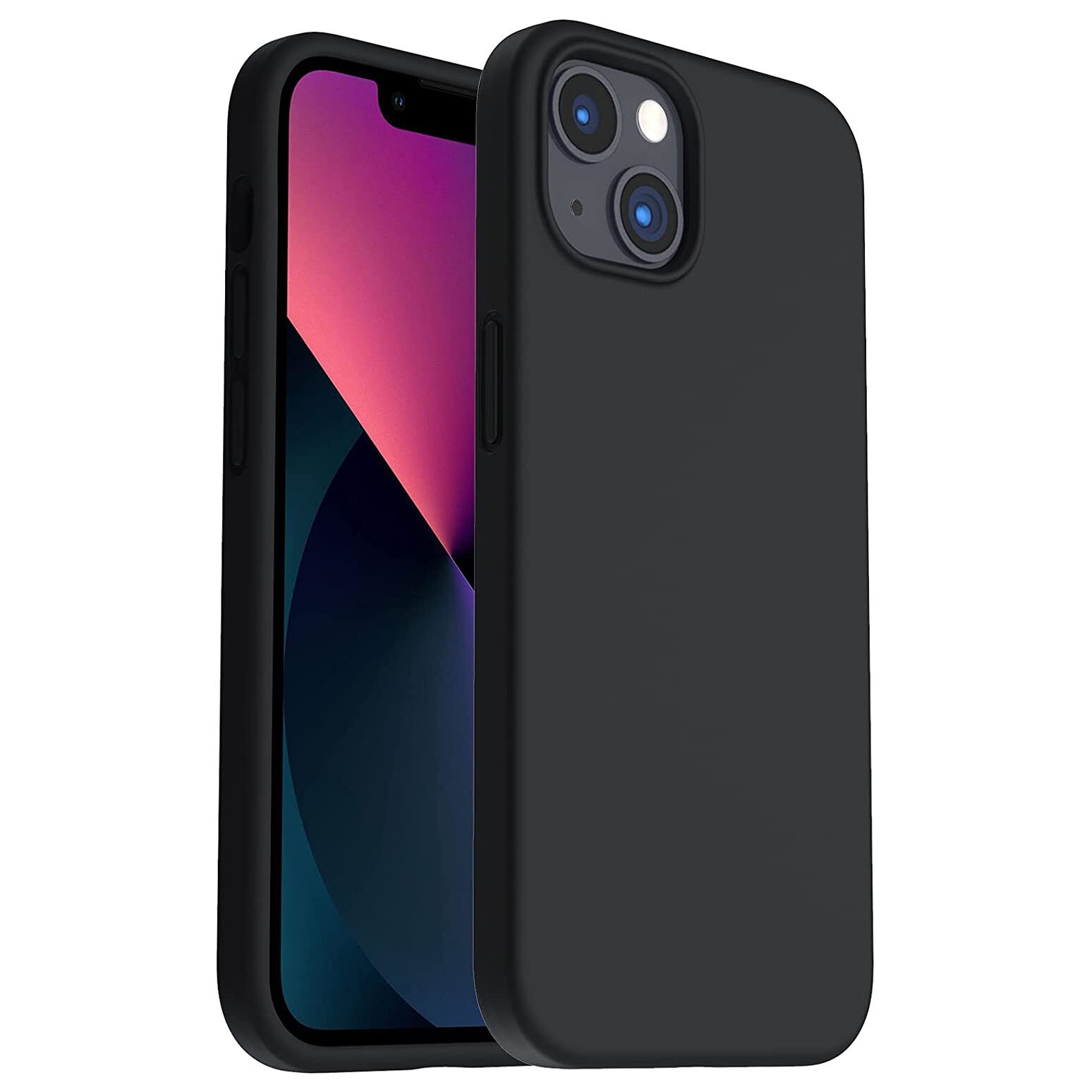 Husa protectie compatibila cu iPhone 14 Plus, slim din silicon, cu interior de catifea, Negru