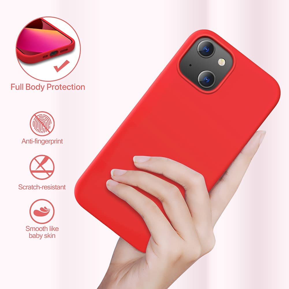 Husa protectie compatibila cu iPhone 13 Pro, slim din silicon, cu interior de catifea, Rosu, Joyshell