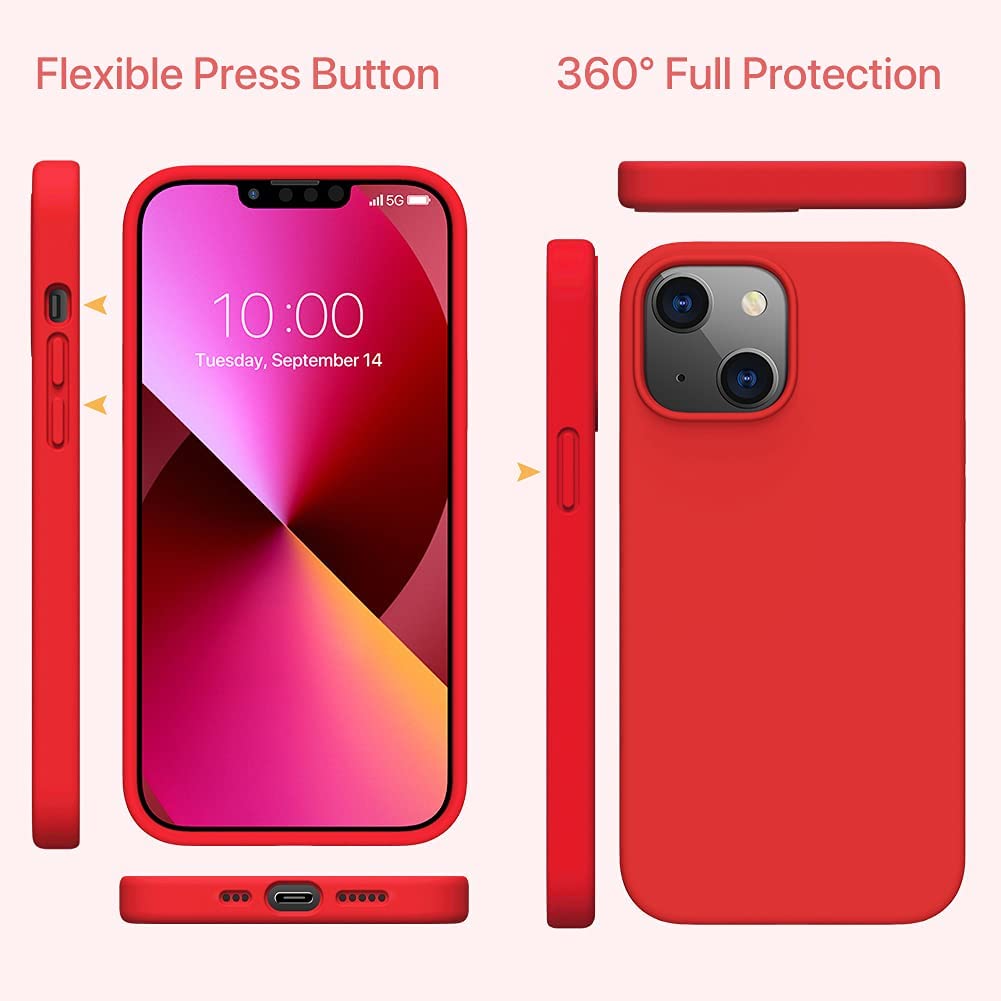 Husa protectie compatibila cu iPhone 13 Pro, slim din silicon, cu interior de catifea, Rosu, Joyshell