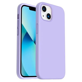 Husa protectie pentru iPhone 13, slim din silicon, cu interior de catifea, Mov, Joyshell Husa protectie pentru iPhone 13, slim din silicon, cu interior de catifea, Mov, Joyshell
